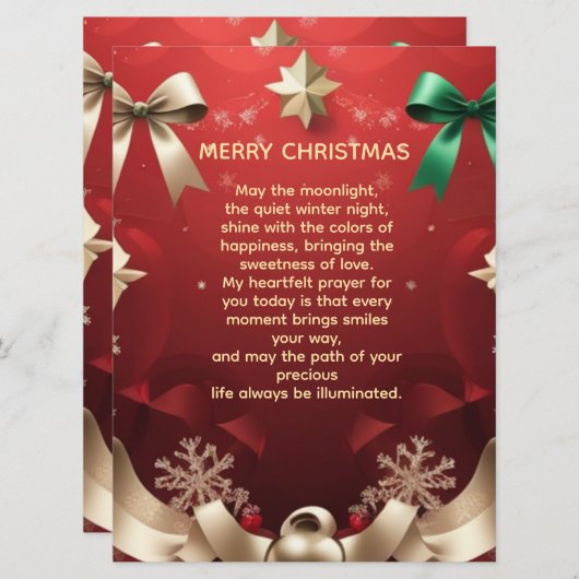Merry Christmas Greeting Card with Festive Ribbons Aankondiging (Voorkant / Achterkant)