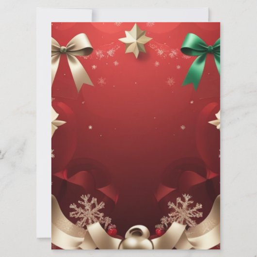Merry Christmas Greeting Card with Festive Ribbons Aankondiging (Achterkant)