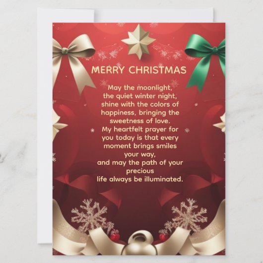 Merry Christmas Greeting Card with Festive Ribbons Aankondiging (Voorkant)