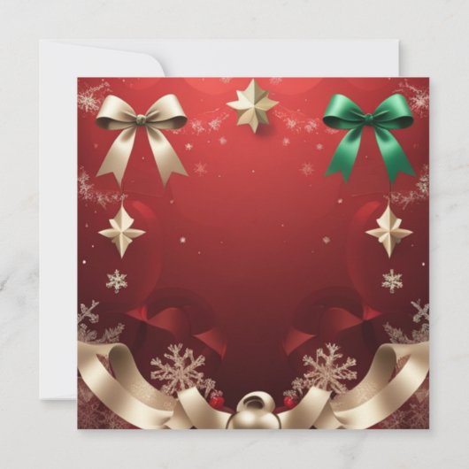 Merry Christmas Greeting Card with Festive Ribbons Aankondiging (Achterkant)