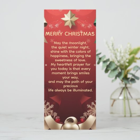 Merry Christmas Greeting Card with Festive Ribbons Aankondiging (Staand voorkant)