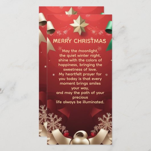 Merry Christmas Greeting Card with Festive Ribbons Aankondiging (Voorkant / Achterkant)