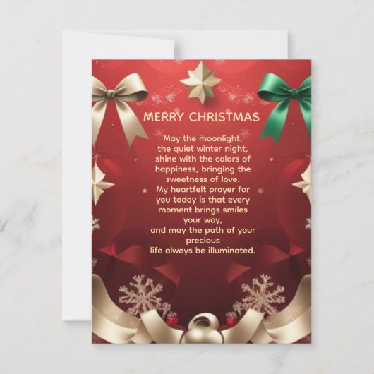Merry Christmas Greeting Card with Festive Ribbons Kaart (Voorkant)