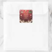 Merry Christmas Greeting Card with Festive Ribbons Vierkante Sticker (Tas)