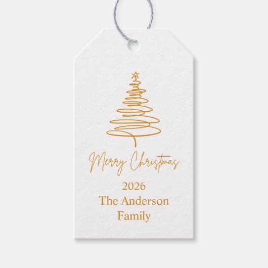 Merry Christmas Greeting Gold  Cadeaulabel (Voorkant)