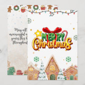 Merry Christmas Greeting with Gingerbread Houses Feestdagenkaart (Voorkant / Achterkant)