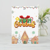 Merry Christmas Greeting with Gingerbread Houses Feestdagenkaart (Staand voorkant)