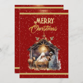 Merry Christmas Greetings: Gold, Red & Silver  Hol Feestdagenkaart (Voorkant / Achterkant)