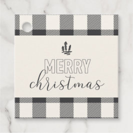 Merry Christmas Grey Buffalo Plaid Bedankjes Labels