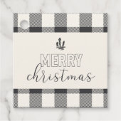 Merry Christmas Grey Buffalo Plaid Bedankjes Labels (Voorkant)