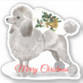 Merry Christmas Grey Poodle Custom-Cut Vinyl Sticker (Voorkant)