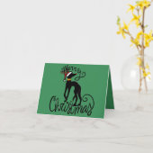 Merry Christmas Greyhound Kaart (Gele Bloem)