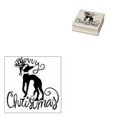Merry Christmas Greyhound Reindeer Rubber Stamp Rubberstempel (Gestempeld)
