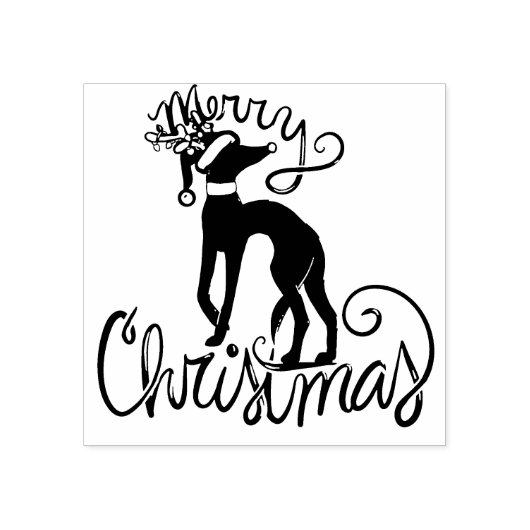 Merry Christmas Greyhound Reindeer Rubber Stamp Rubberstempel (Afrduk)