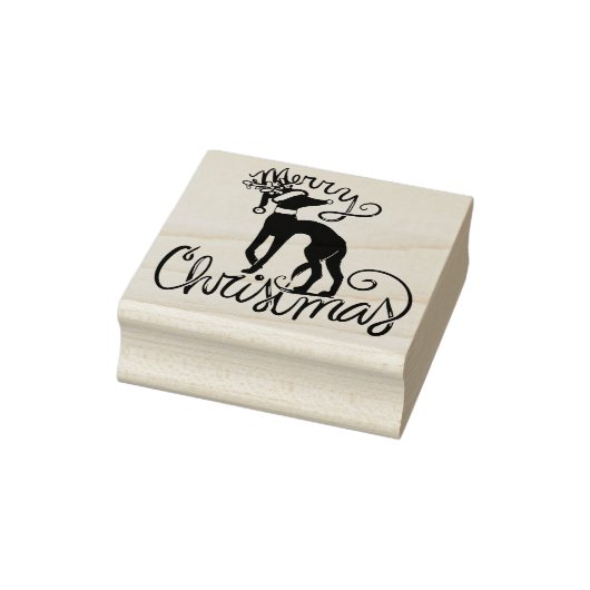 Merry Christmas Greyhound Reindeer Rubber Stamp Rubberstempel (Stempel)