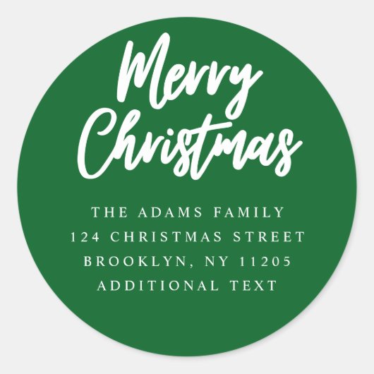 Merry Christmas groen script Retouradres label (Voorkant)