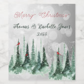 Merry Christmas Grove Den Kardinaalvogels  Wijn Etiket (Enkel label)