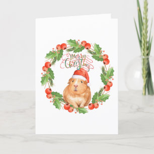 Merry Christmas Guinea Pig Greeting Card Kaart