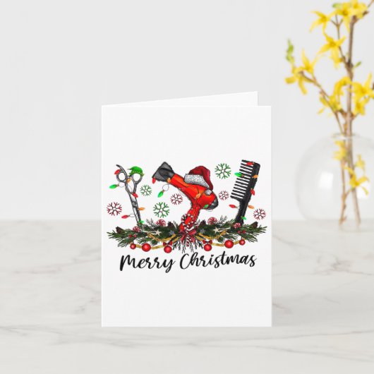 Merry Christmas Haarstylist Kapsalon Matching C Kaart (Gele Bloem)