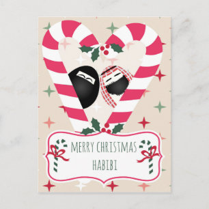 Merry Christmas Habibi Candy Cane Heart Feestdagenkaart