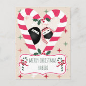 Merry Christmas Habibi Candy Cane Heart Feestdagenkaart (Voorkant)