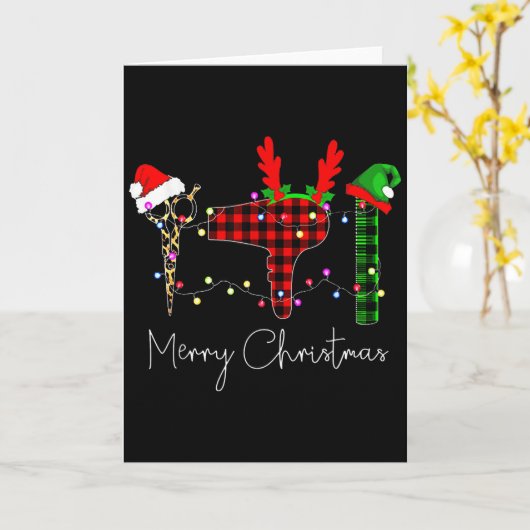 Merry Christmas Hairstylist Funny Tool Hairdresser Kaart (Gele Bloem)