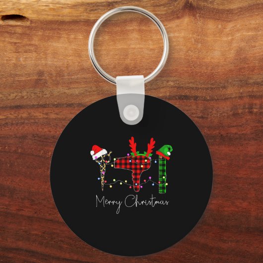 Merry Christmas Hairstylist Funny Tool Hairdresser Sleutelhanger (Voorkant)
