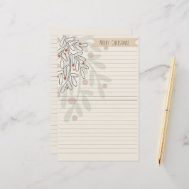 Merry Christmas hand drawn floral mistletoe Briefpapier