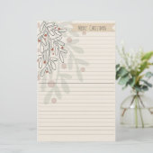 Merry Christmas hand drawn floral mistletoe Briefpapier (Staand voorkant)