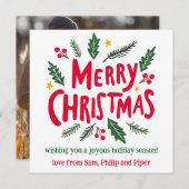 MERRY CHRISTMAS Hand-getrokken AANGEPASTE FOTO Feestdagenkaart (Voorkant / Achterkant)