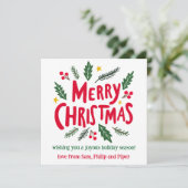 MERRY CHRISTMAS Hand-getrokken AANGEPASTE FOTO Feestdagenkaart (Staand voorkant)