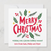 MERRY CHRISTMAS Hand-getrokken AANGEPASTE FOTO Feestdagenkaart (Voorkant)