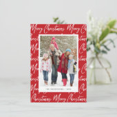 Merry Christmas Hand Lettered Photo Script Text Feestdagenkaart (Staand voorkant)