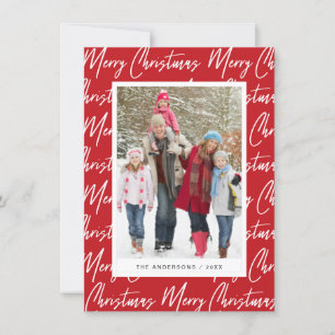 Merry Christmas Hand Lettered Photo Script Text Feestdagenkaart