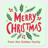 MERRY CHRISTMAS HandDrawn Holiday Whimsical CUSTOM Vierkante Sticker (Voorkant)