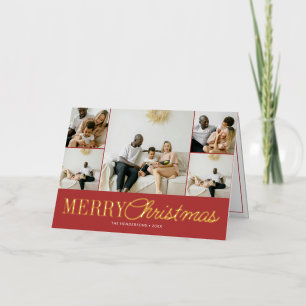 Merry Christmas Handgeschreven Script 10 Foto Folie Feestdagenkaart