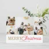Merry Christmas Handgeschreven Script 7 Foto Feestdagenkaart (Staand voorkant)