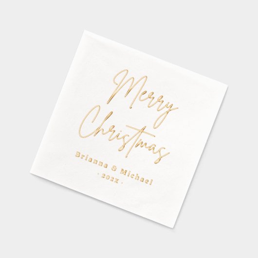 Merry Christmas handgeschreven script aangepaste n Folie Servetten (Links)