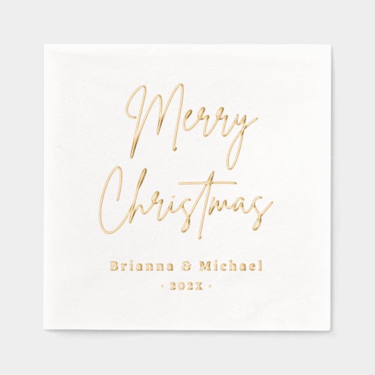 Merry Christmas handgeschreven script aangepaste n Folie Servetten (Voorkant)