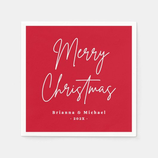 Merry Christmas handgeschreven script aangepaste n Servet (Voorkant)