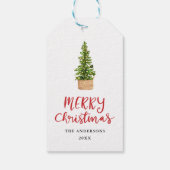 Merry Christmas Handgeschreven Script Feestboom Cadeaulabel (Achterkant)