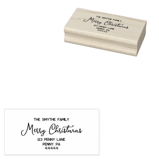 Merry Christmas Handgeschreven Script Rubber Stamp Rubberstempel (Gestempeld)