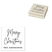 Merry Christmas handgeschreven scriptnaam Rubberstempel (Gestempeld)