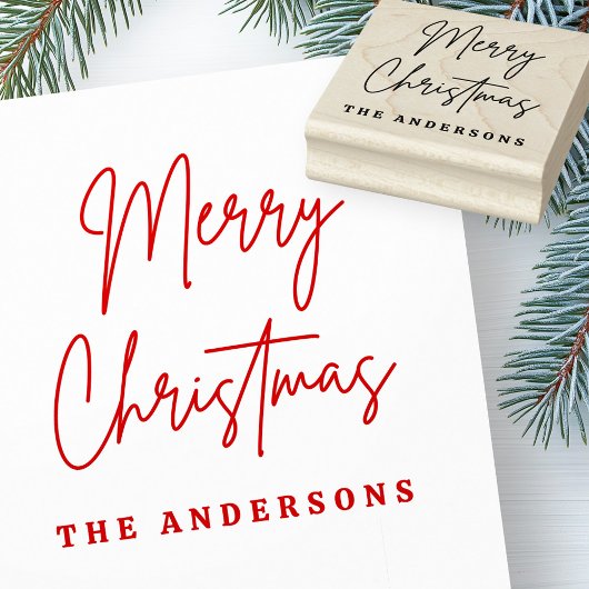 Merry Christmas handgeschreven scriptnaam Rubberstempel