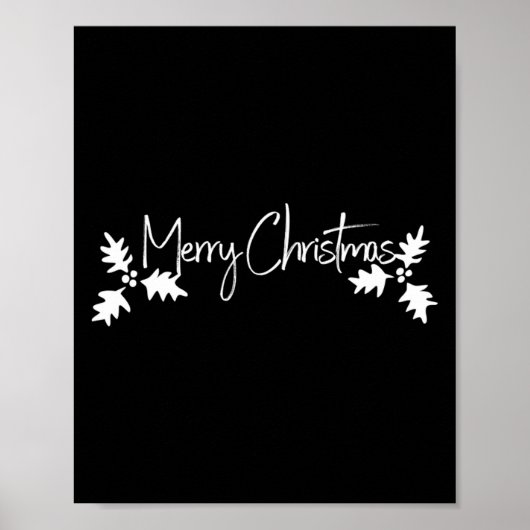 Merry Christmas Handwriting Script With Holly Poster (Voorkant)