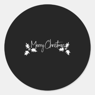 Merry Christmas Handwriting Script With Holly Ronde Sticker