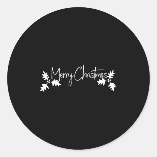 Merry Christmas Handwriting Script With Holly  Ronde Sticker (Voorkant)