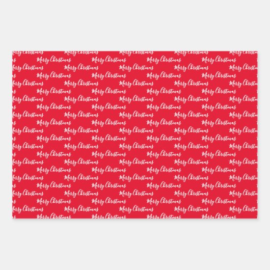 Merry Christmas  Handwriting White Black Red Inpakpapier Vel (Voorkant 3)