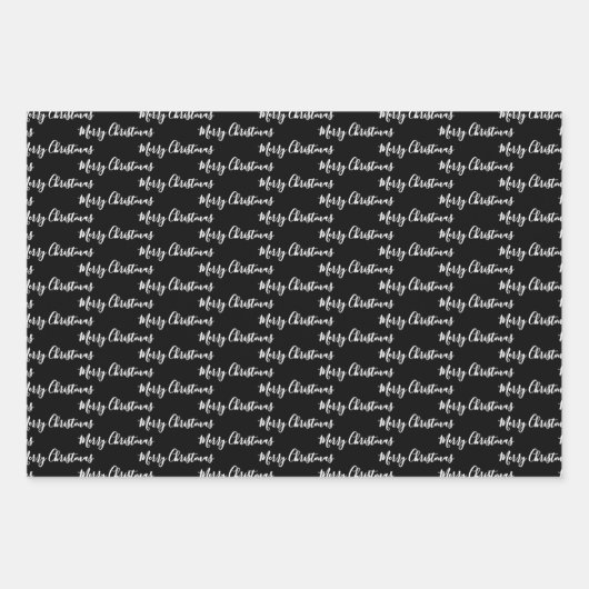 Merry Christmas  Handwriting White Black Red Inpakpapier Vel (Voorkant 2)