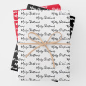 Merry Christmas  Handwriting White Black Red Inpakpapier Vel (In situ)